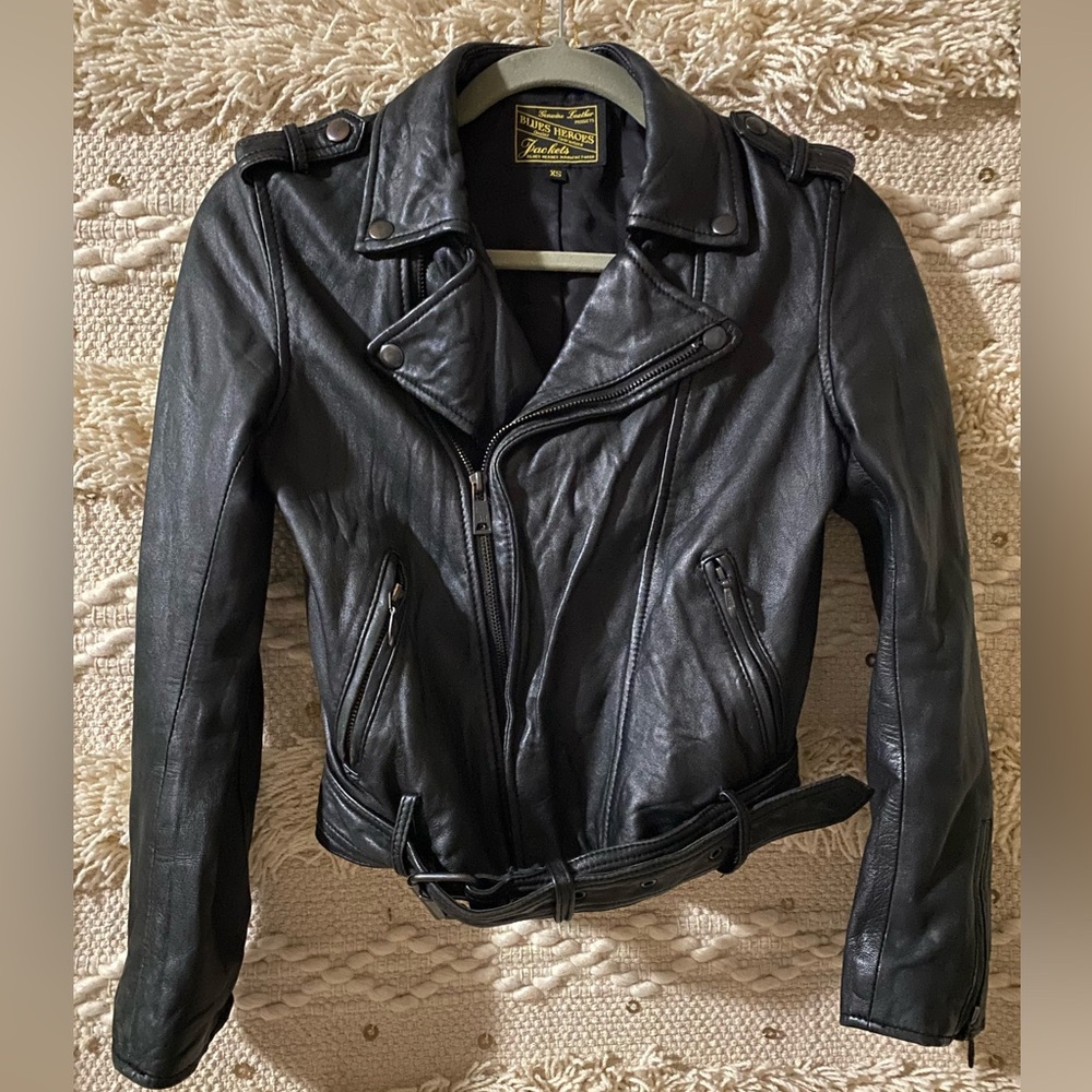 Blues Heroes motorcycle leather jacket size XS.